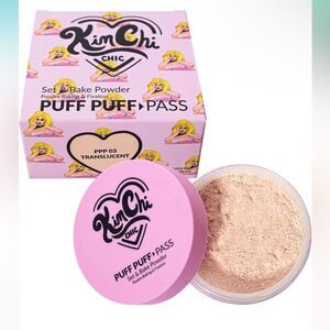 Kimchi Chic Beauty Puff Puff Pass Set and Bake Setting Powder for Makeup w/ Poof